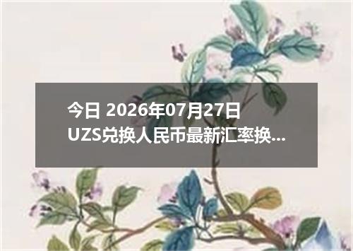 今日 2026年07月27日 UZS兑换人民币最新汇率换算行情