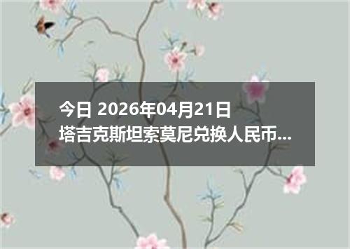 今日 2026年04月21日 塔吉克斯坦索莫尼兑换人民币最新汇率换算行情