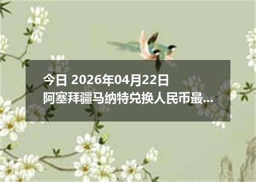 今日 2026年04月22日 阿塞拜疆马纳特兑换人民币最新汇率换算行情